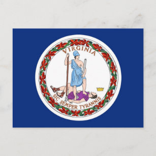 Postcard with Flag of Virginia State - USA
