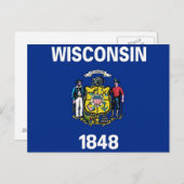 Postcard with Flag of Wisconsin State - USA (Front/Back)