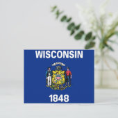Postcard with Flag of Wisconsin State - USA (Standing Front)