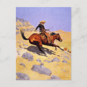 Postcard With Frederic Remington Painting