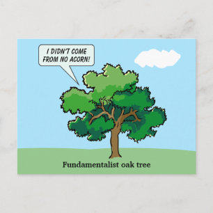 Postcard with Fundamentalist Oak Tree Cartoon