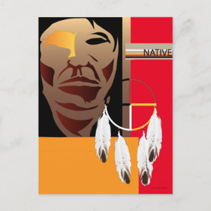 Postcard with Native Face and Medicine Wheel