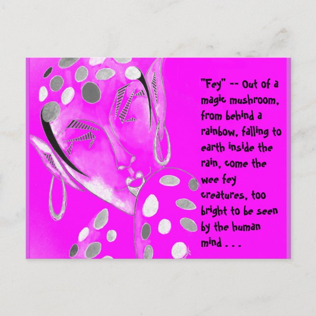 Postcard with original art -- Fuchsia Fairy/Elf (Front)