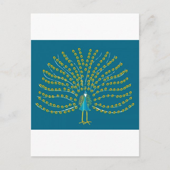 Postcard with Peacock Illustration (Front)