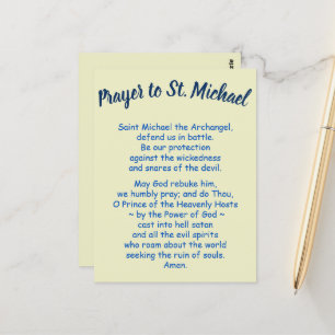 Postcard with Prayer to Saint Michael Customizable