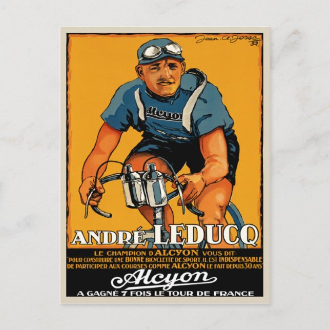 Postcard With Vintage Bicycle Poster Print (Front)