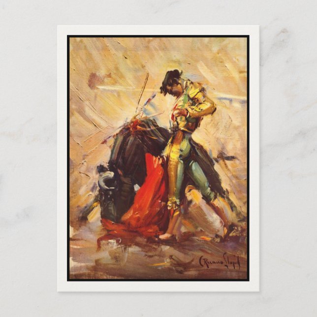 Postcard With Vintage Bull Fighting Poster (Front)