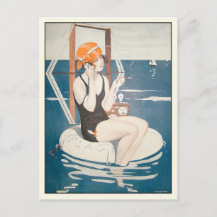 Postcard with Vintage French Summer Illustration