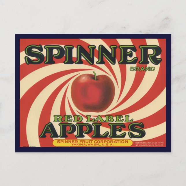 Postcard with Vintage Label Print for Apples (Front)