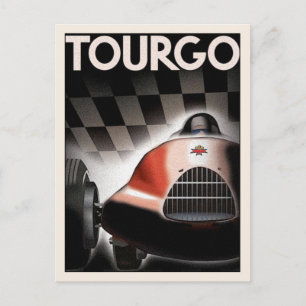 Postcard With Vintage Motor Racing Poster Print