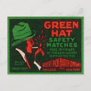 Postcard with Vintage Safety Matches Print