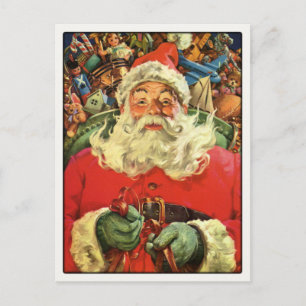 Postcard with Vintage Santa Claus Greetings