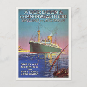 Postcard with Vintage Shipping Line Print