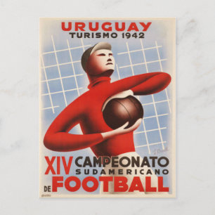 Postcard with Vintage Soccer Print from Uruguay