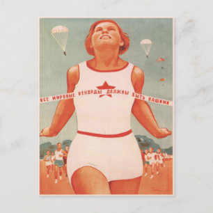 Postcard with Vintage Soviet Union Propaganda