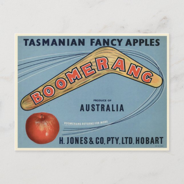 Postcard with Vintage Tasmanian Crate Label Print (Front)