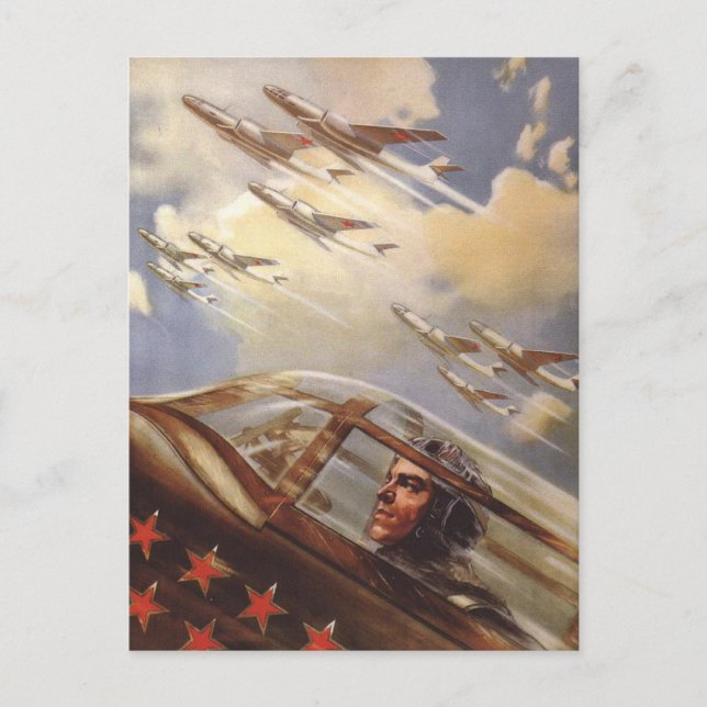Postcard with Vintage USSR Air Force Propaganda (Front)