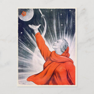 Postcard with Vintage USSR Propaganda Print