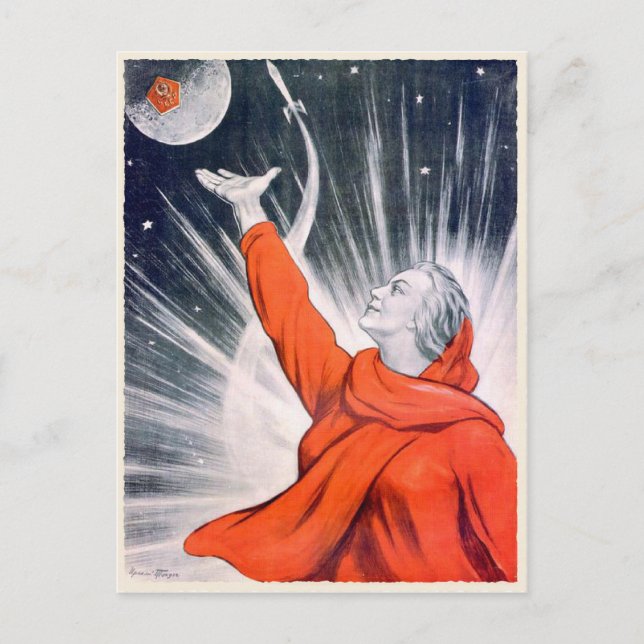 Postcard with Vintage USSR Propaganda Print (Front)