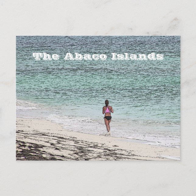 postcard /WOMAN JOGGING ON BEACH/ ABACO ISLANDS (Front)