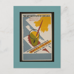 Postcard-WPA Chicago-AIC Watercolors Exhibit Postcard