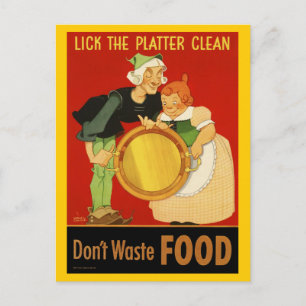 Postcard: WWII Lick the Platter Clean Postcard