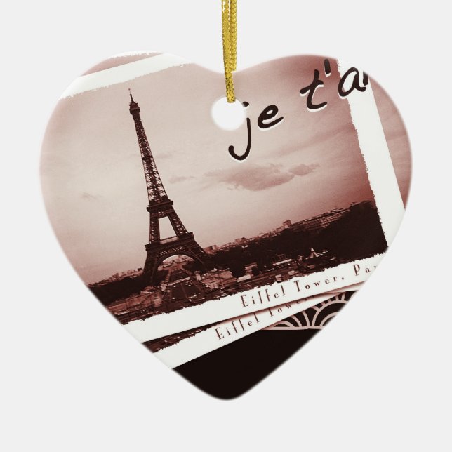 Postcards from Paris Bonjour Custom Ornament (Front)