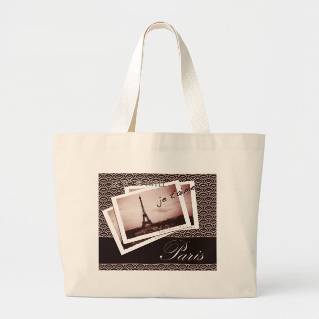 Postcards from Paris Large Tote Bag (Front)