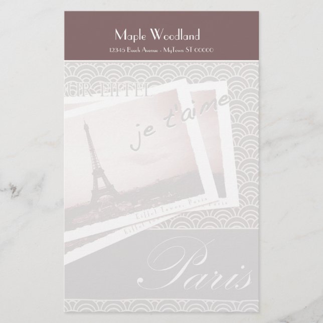 Postcards from Paris Personalized Paper (Front)