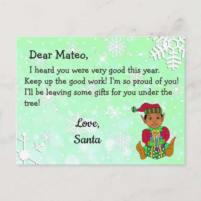 Postcards from Santa: Holiday Ethnic Elf (Front)