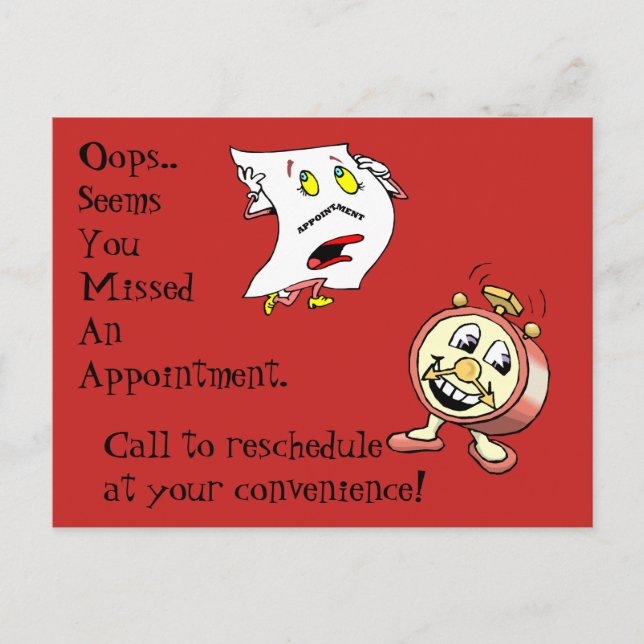 Postcards missed appointment customer contact note (Front)