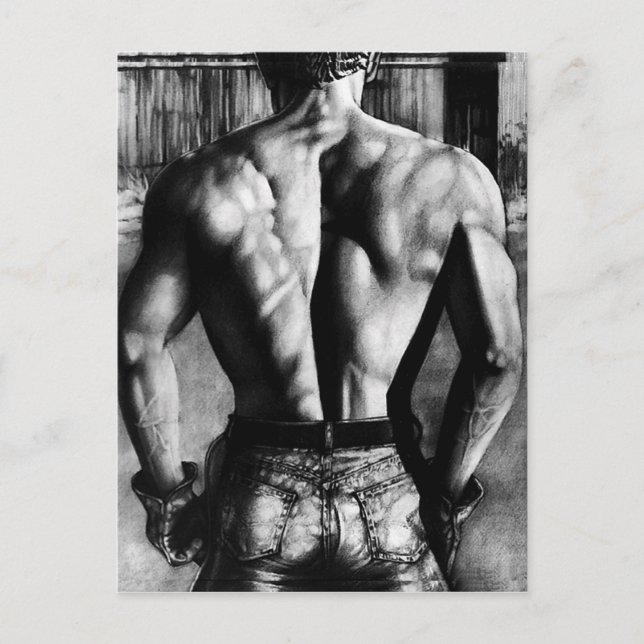 Postcards Postcard Bodybuilder In Tight Jeans Art (Front)
