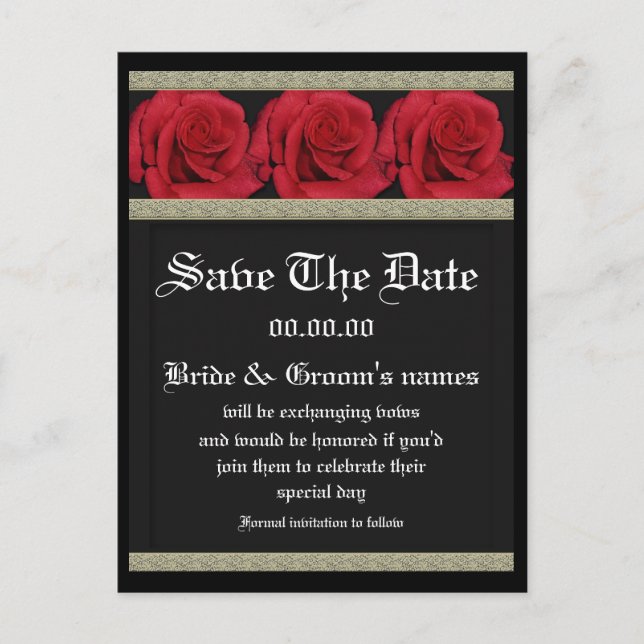 Postcards template - customizable red roses (Front)