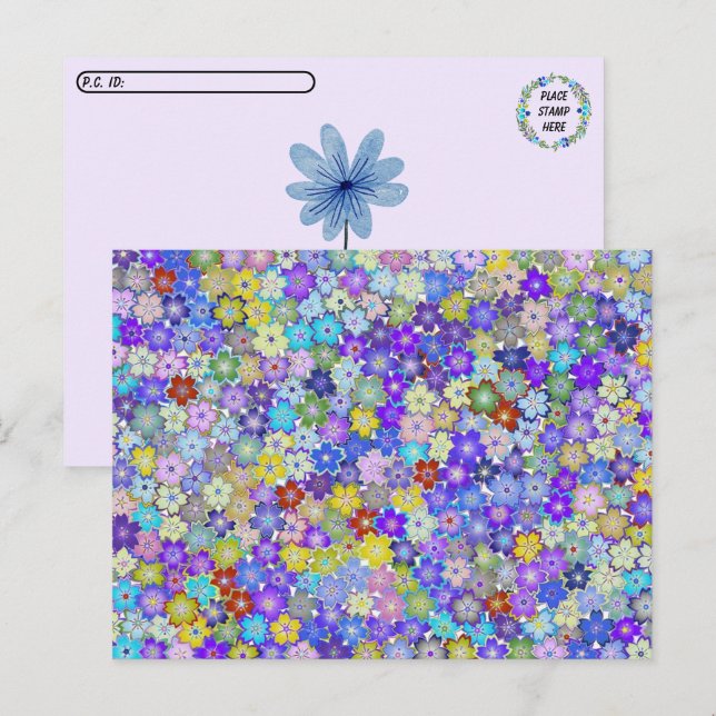 Postcrossing - Beautiful Colourful Floral Postcard (Front/Back)