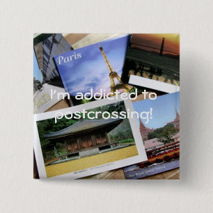Postcrossing fan badge 2 inch square button