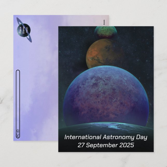 Postcrossing International Astronomy Day - Planets Holiday Postcard (Front/Back)