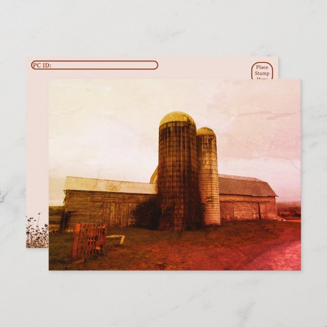 Postcrossing -Old Barn: Red Moon Mourning Postcard (Front/Back)