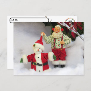 Postcrossing - Santa Builds A Snowman Postcard