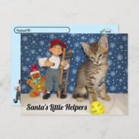 Postcrossing - Santa's Little Helpers - Cat & Elf