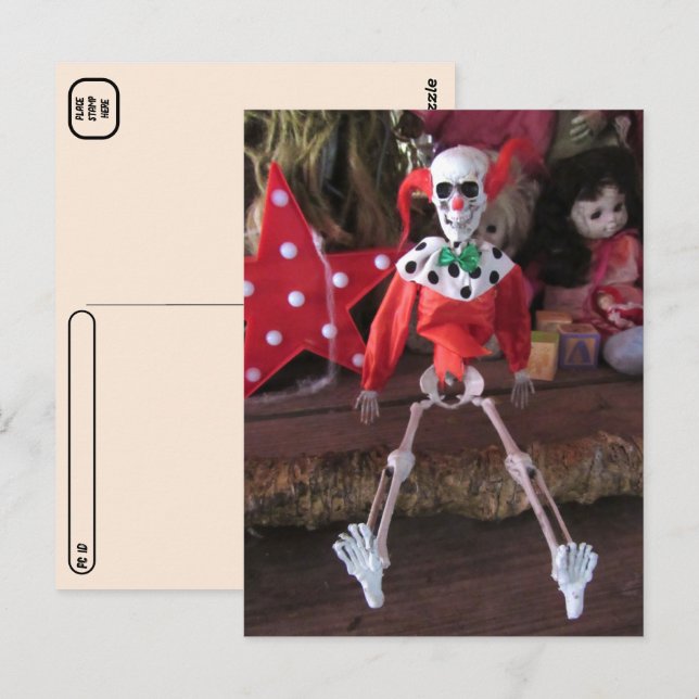 Postcrossing Skeleton Clown Doll Halloween  Postcard (Front/Back)