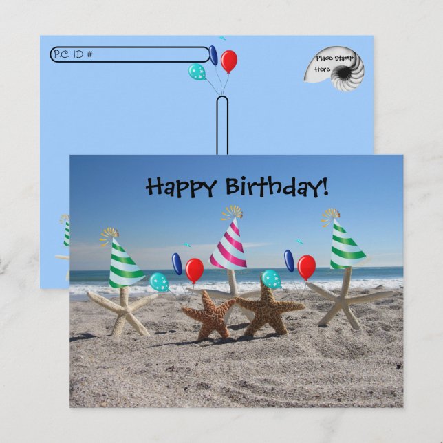 Postcrossing - Starfish on the Beach Postcard (Front/Back)