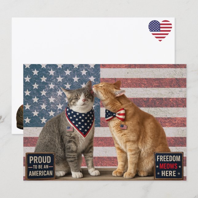 Postcrossing - USA Patriot Cats Flat Card (Front/Back)