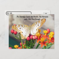 Postcrossing - White Peacock Butterfly Quote