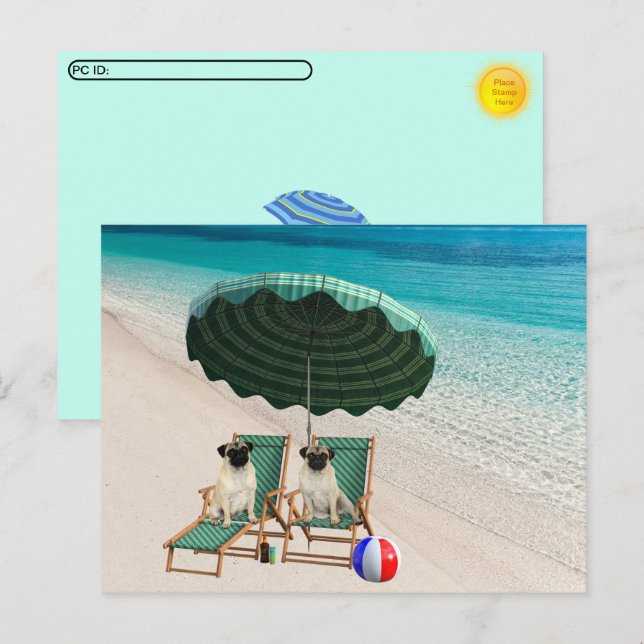 Poste - Carlins à la carte postale de la plage (Devant / Derrière)