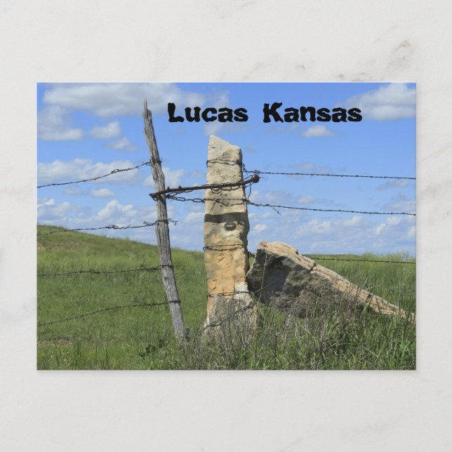 Poste de clôture en pierre du Kansas, carte postal (Devant)