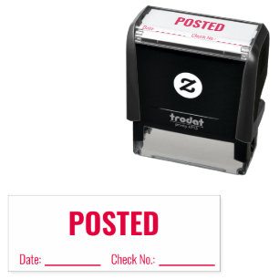 POSTED Date Check Number Business Text Template Self-inking Stamp