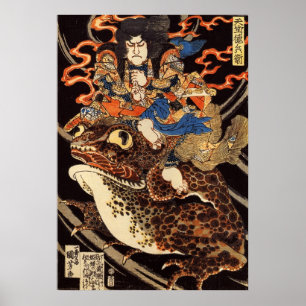 Poster 侍 と 化 蛙, 国 芳 Samurai et Grenouille géante, Kuniyos
