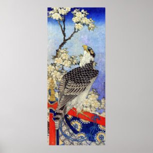 Poster 桜 に oie, Faucon et Fleurs de cerises, Hokusai, Uki