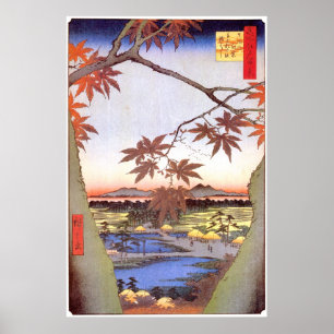 Poster 江 戸 の 紅 葉, 広 érable d'Edo, Hiroshige, Ukiyo-e, 重