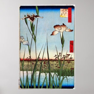 Poster 江 戸 の 菖 蒲, 重 Iris d'Edo, Hiroshige 広